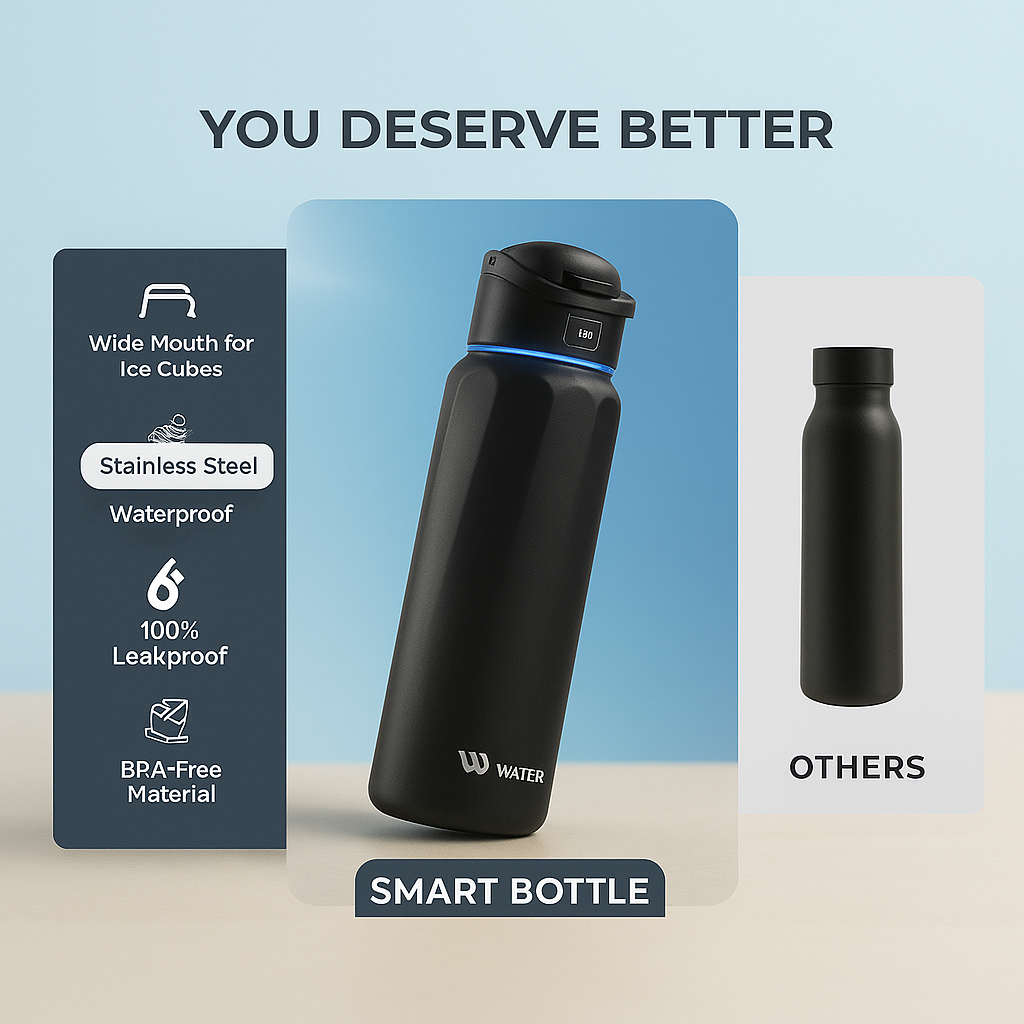 WaterH Boost Smart Bottle –  946 ml Hydration Tracker with App & LED