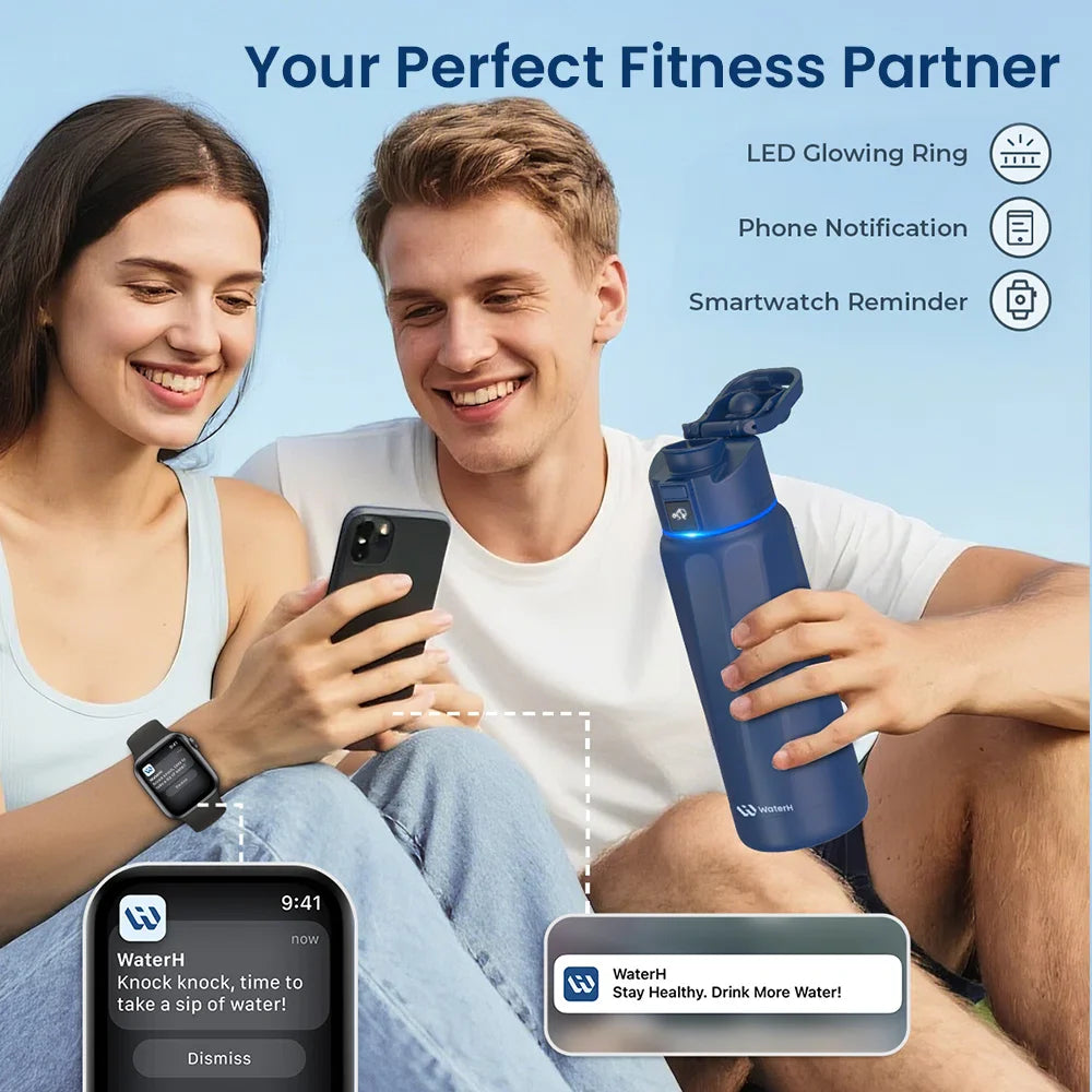 WaterH Boost Smart Bottle –  946 ml Hydration Tracker with App & LED