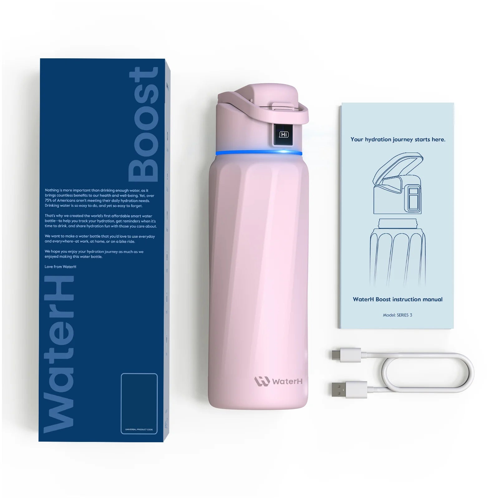 WaterH Boost Smart Bottle –  946 ml Hydration Tracker with App & LED